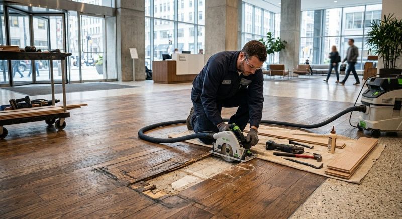 Our team working on Wood Floor Service projects in Tampa, FL